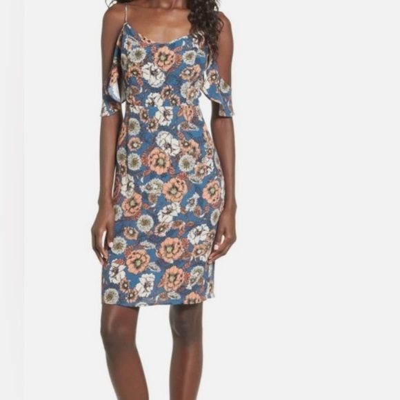 Astr Blue and Pink Floral Mini Dress - Picture 1 of 7
